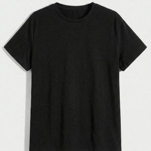 Women Black Oversized Plain Tshirt