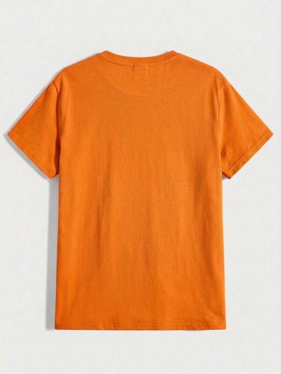 Men Orange Oversized Typography Whatever T-shirt - Image 2