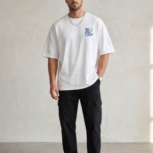 Men White Oversized Typography You Are Doing Great T-shirt