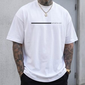 Men White Oversized Typography Whatever T-shirt