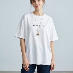 Women White Oversized Typography Blind Child T-shirt