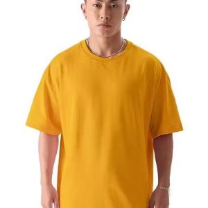 Men Mustard Oversized Plain T-shirt