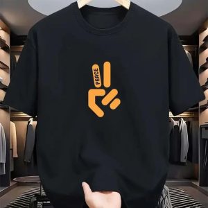Men Black Oversized Printed Peace T-shirt