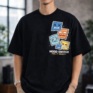 Men Black Oversized Printed Mood Switch T-shirt