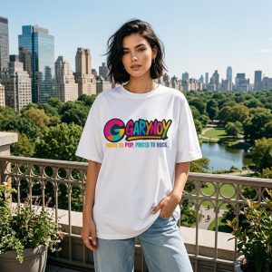 Women White Oversized Typography Garynoy Logo T-shirt